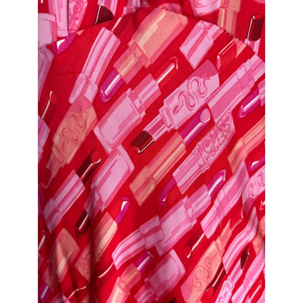 Never Fully Dressed Lipstick Print Emma Maxi Dress Red Pink Long Sleeve US 8 - Picture 6 of 9